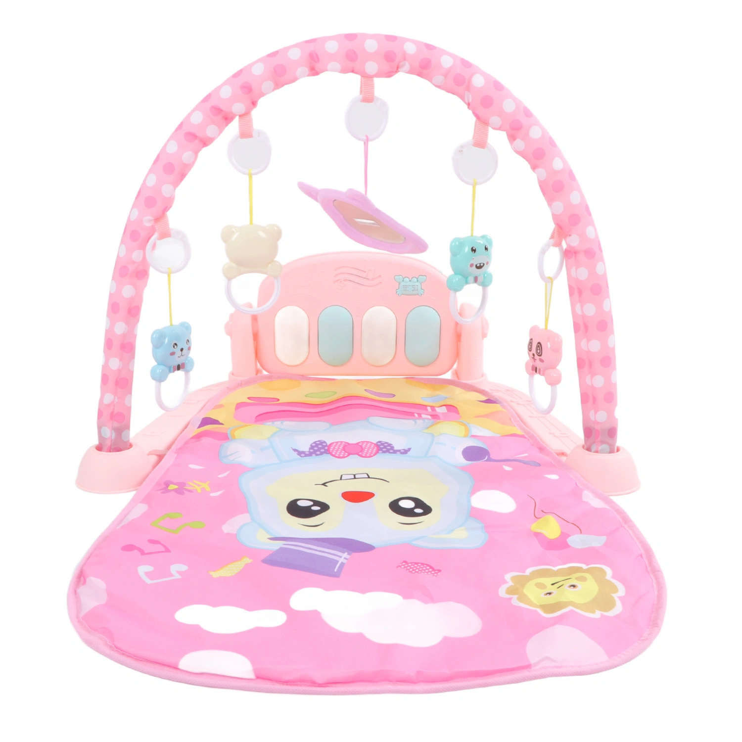 Baby Gym Play Mat Baby Activity Gym Mat with Music Tummy Time Padded Toy Baby Play Mat Gift Pink