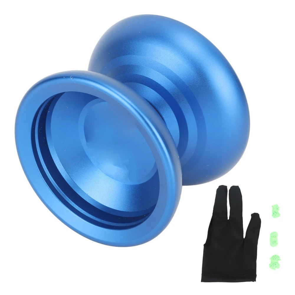 Kids Yoyo Toy Unresponsive Bearing Strong Balance Stable Rotation Alloy Yoyo Ball with Glove Strings Blue