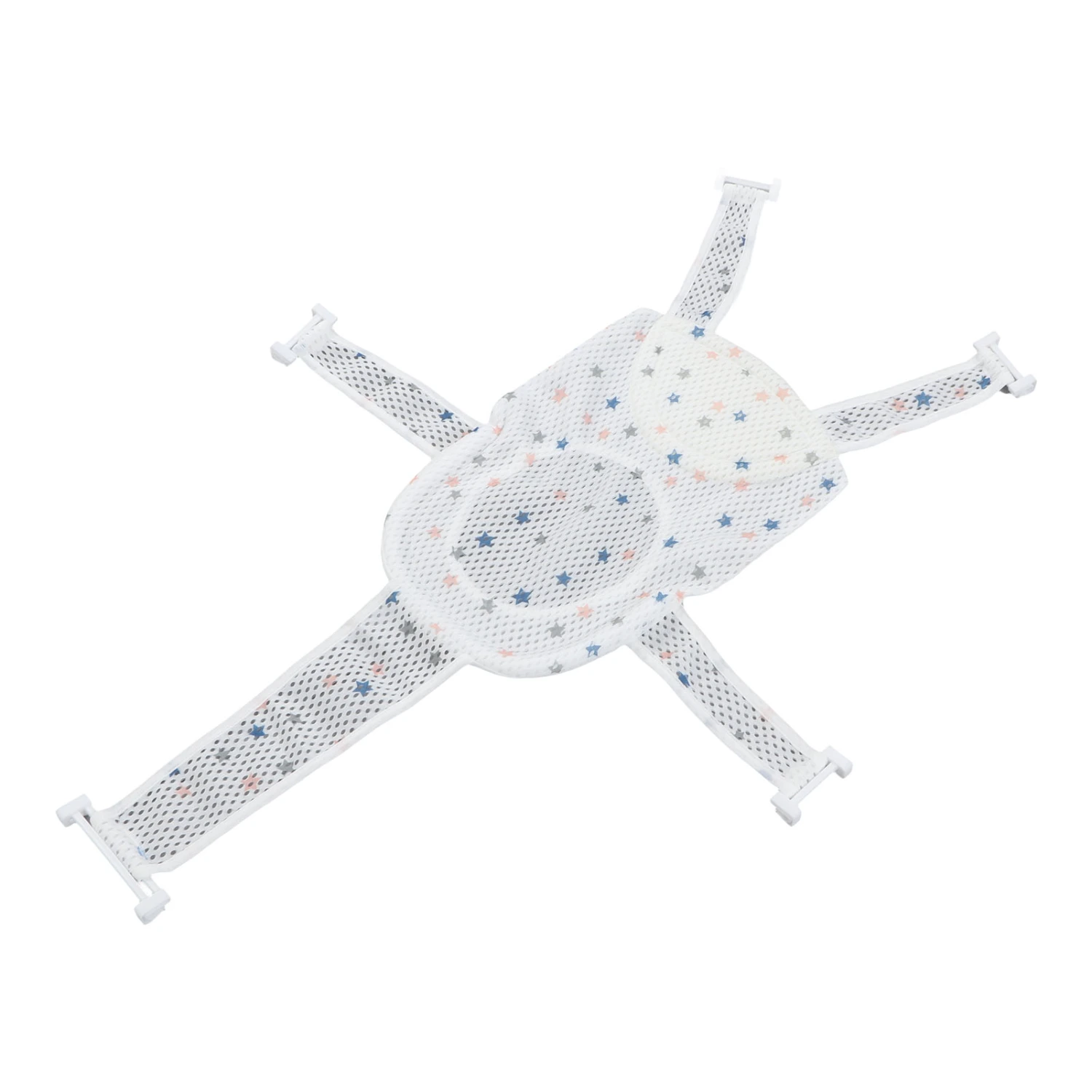 Five Corner Bath Seat Support Net Skid Proof Adjustable Universal Breathable Mesh Soft Headrest Baby Bath Net for Infant Star