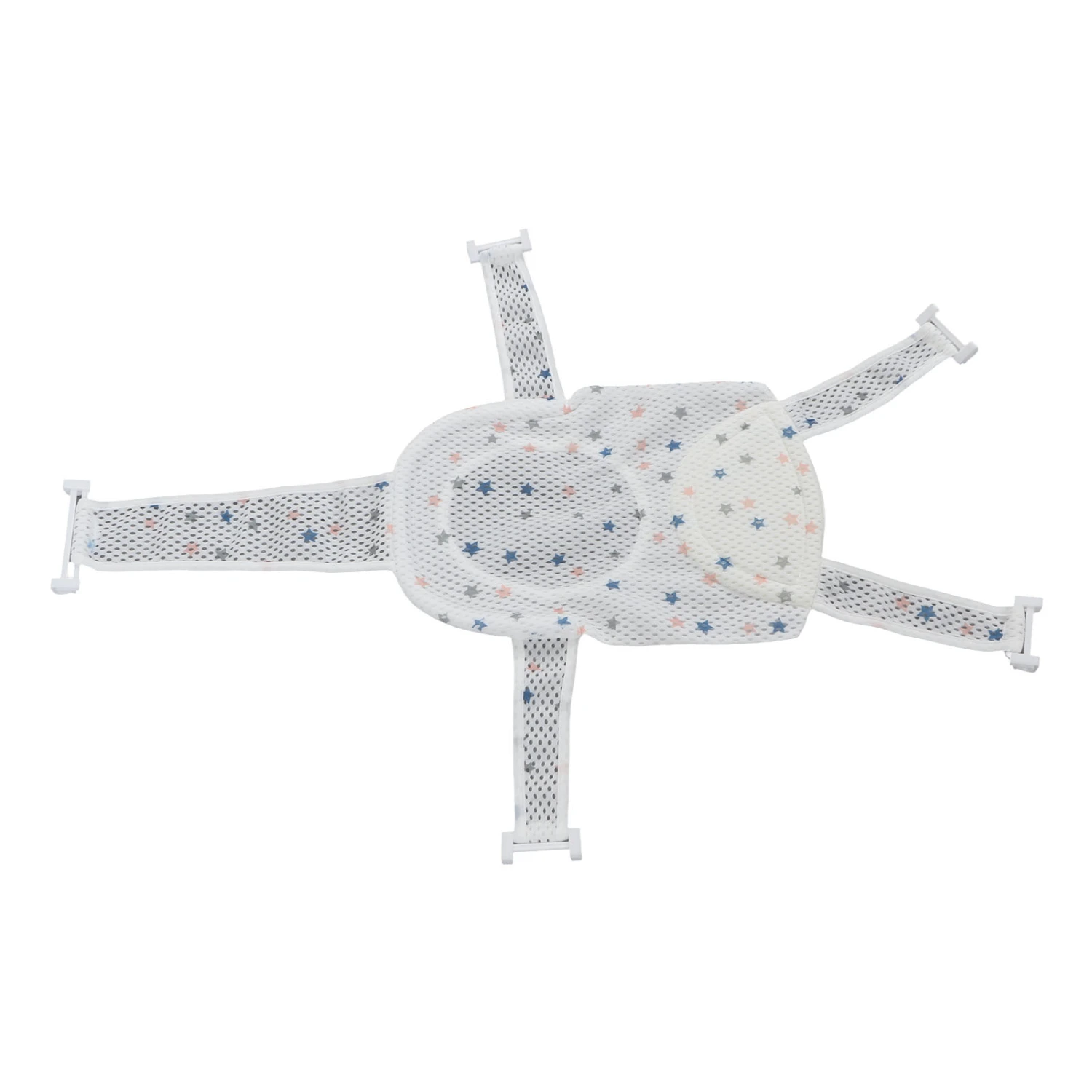 Five Corner Bath Seat Support Net Skid Proof Adjustable Universal Breathable Mesh Soft Headrest Baby Bath Net for Infant Star