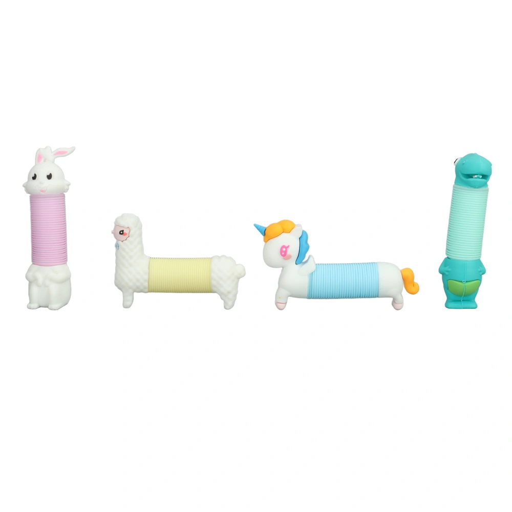 4pcs Pop Tubes Autism Sensory Toys Animal Shape Stretchy Expandable Stress Relief Pull Tube Toys for ADHD