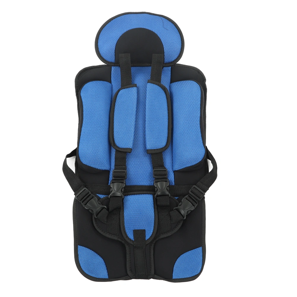 Children Safety Seat Simple Car Portable Seat Foldable Adjustable Strap Travel Accessories Protective Seat Blue