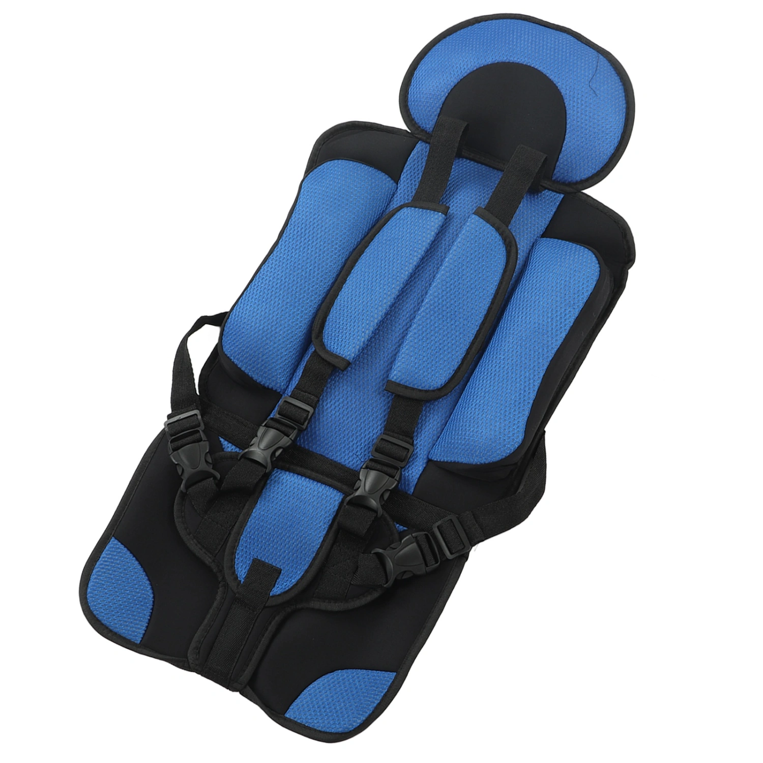 Children Safety Seat Simple Car Portable Seat Foldable Adjustable Strap Travel Accessories Protective Seat Blue