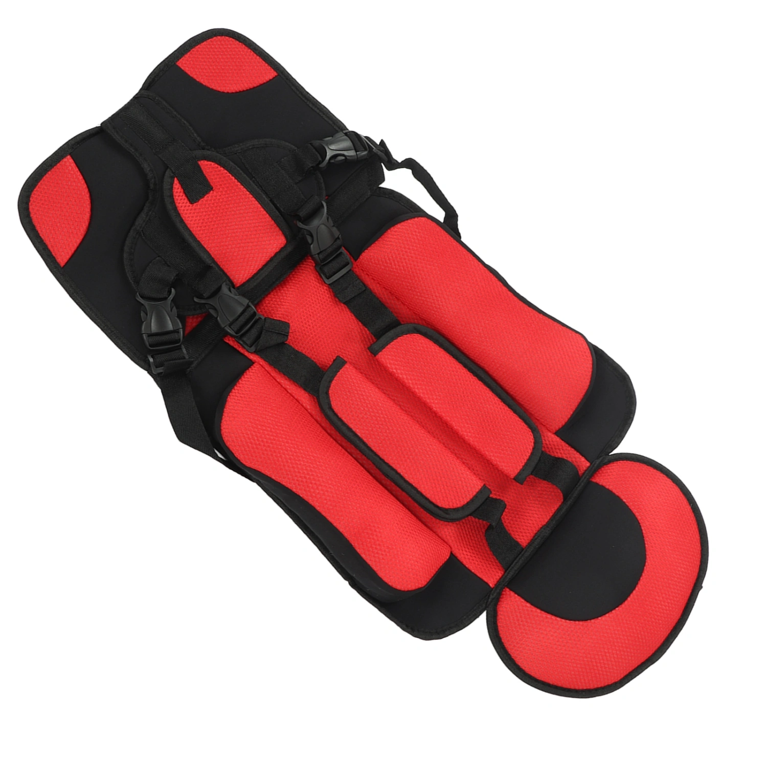 Children Safety Seat Simple Car Portable Seat Foldable Adjustable Strap Travel Accessories Protective Seat Red