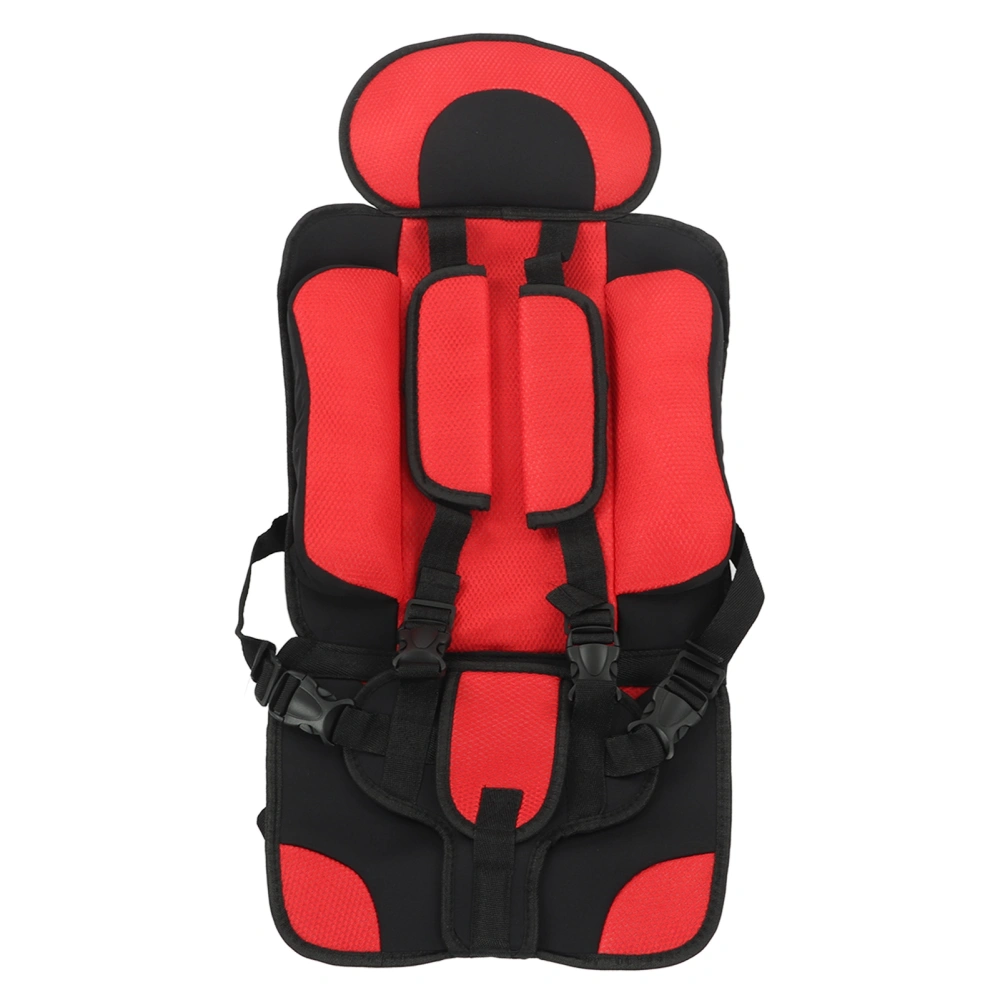 Children Safety Seat Simple Car Portable Seat Foldable Adjustable Strap Travel Accessories Protective Seat Red