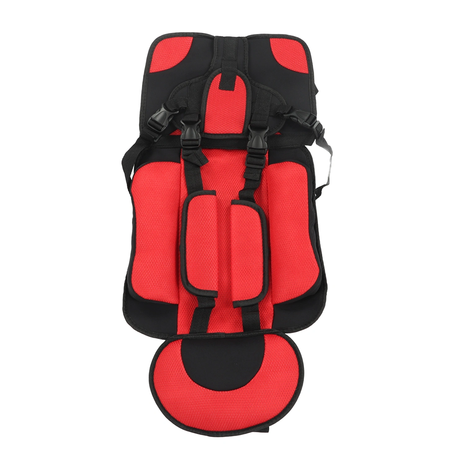 Children Safety Seat Simple Car Portable Seat Foldable Adjustable Strap Travel Accessories Protective Seat Red