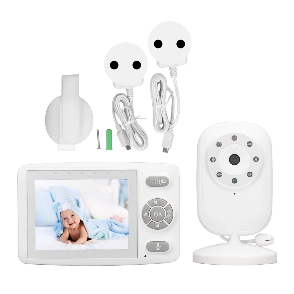 Baby Monitor 3.5in Screen Night Light Two Way Speaking Password Baby Video Monitor 100‑240V EU Plug