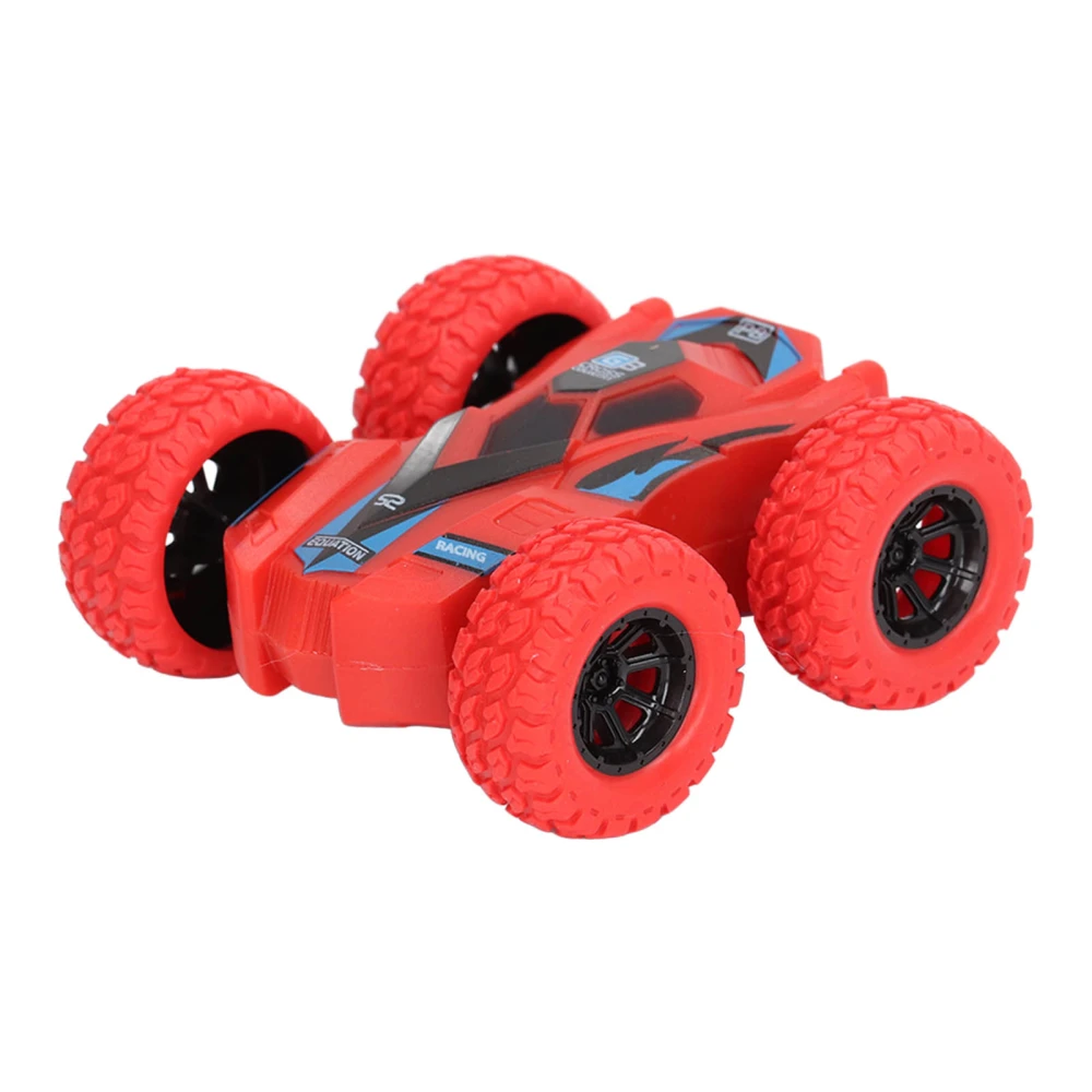 Double Sided Pull Back Car Friction Powered 4 Big Tires 360 Degree Rotating Mini Flips Inertia Stunt Car Red