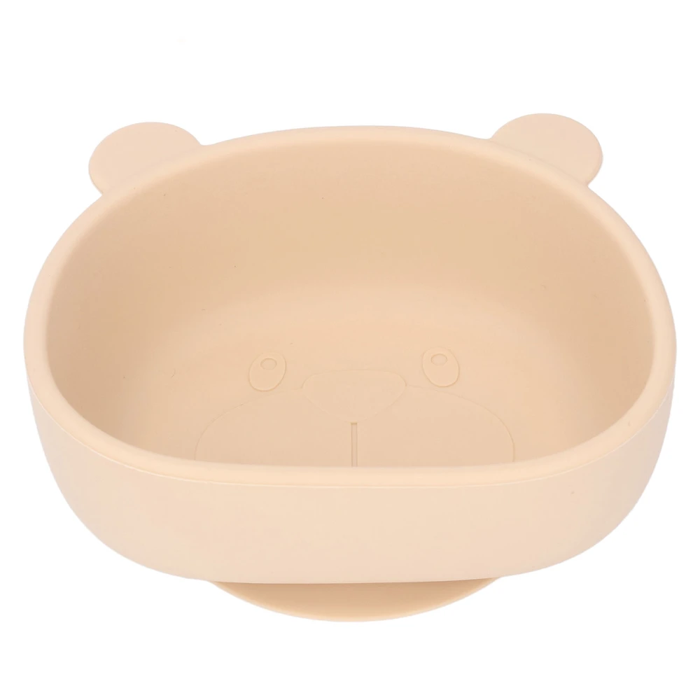 Baby Food Bowl Cute Kid Toddler Cartoon Panda Shaped Silicone Bowl with Suction Cup for Snacks Fruit Beige Silicone Bowl