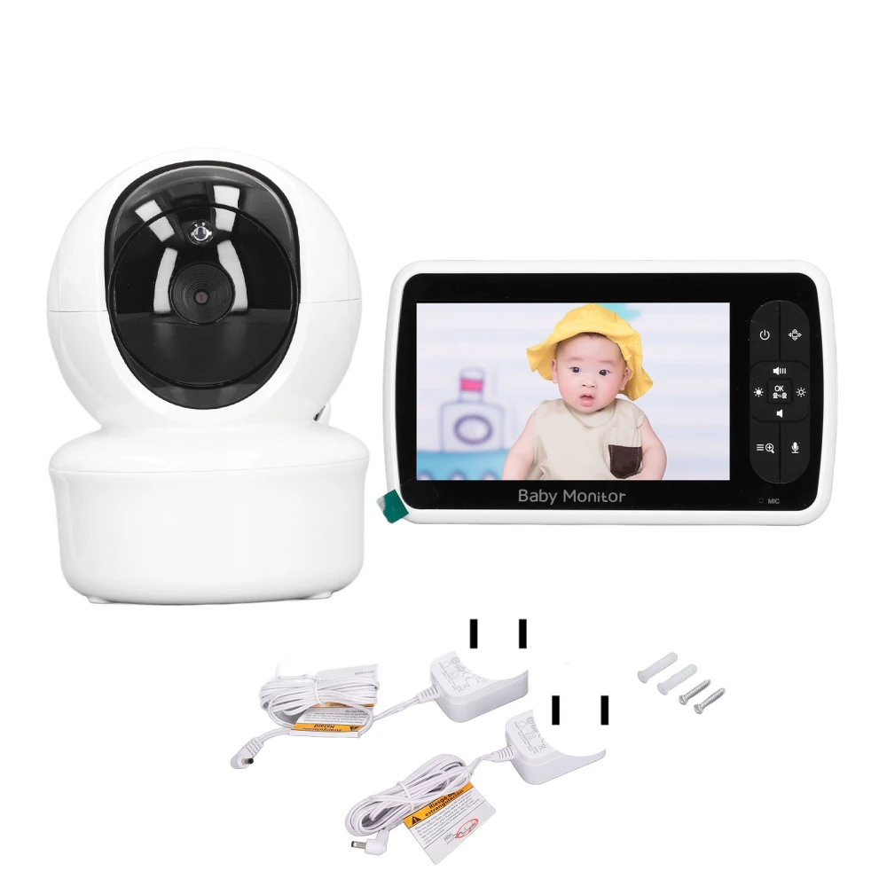 Baby Monitor 5 Inch Display Remote Access Pan Tilt Zoom Camera Night Vision 2 Way Audio Monitor 100‑240V US