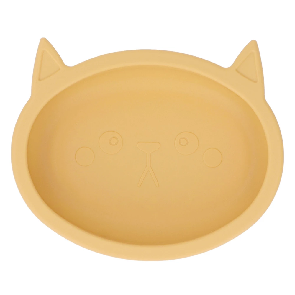 Cartoon Cat Shaped Baby Bowl with Suction Cup Kids Toddler Soft Silicone Cute Food Bowl for Dining Room Ginger