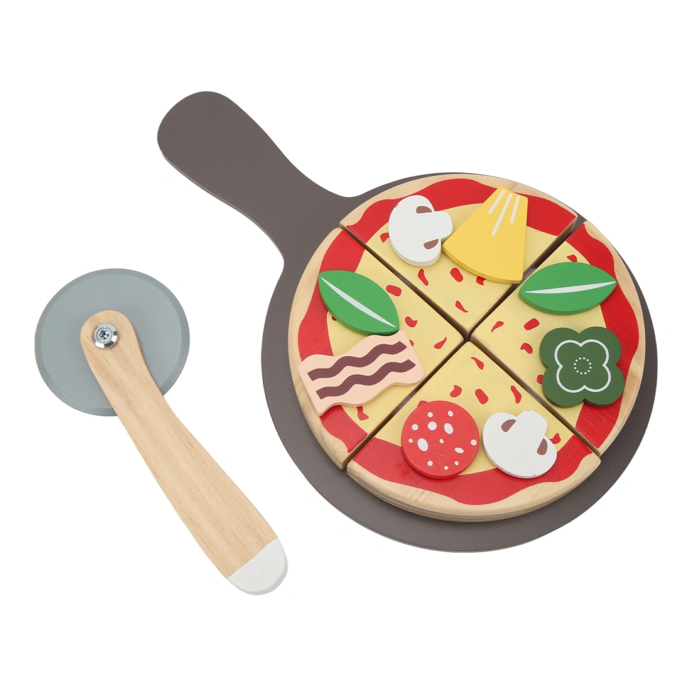 Pizza Play Food Toy Wooden Educational High Simulation Pizza Toy Set for Kids Children