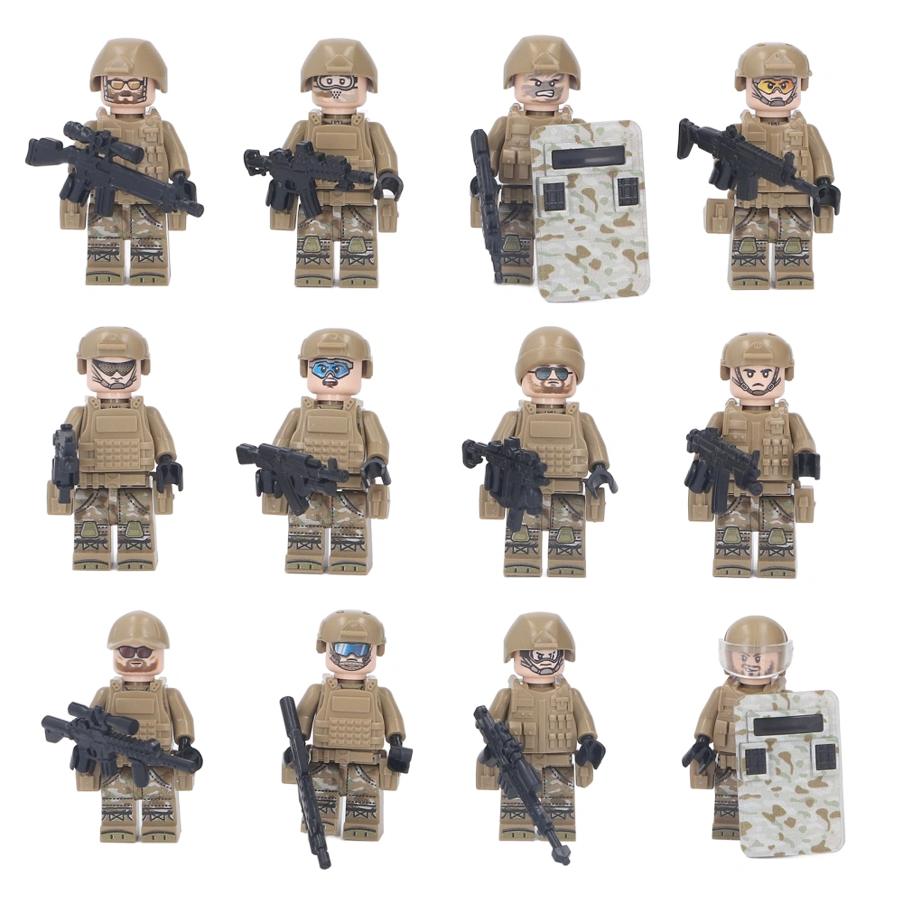 12pcs Soldiers Block Minifigures Distinct Outfits Armor Men Action Minifigures for Children M8019 Height 4.5cm / 1.8in