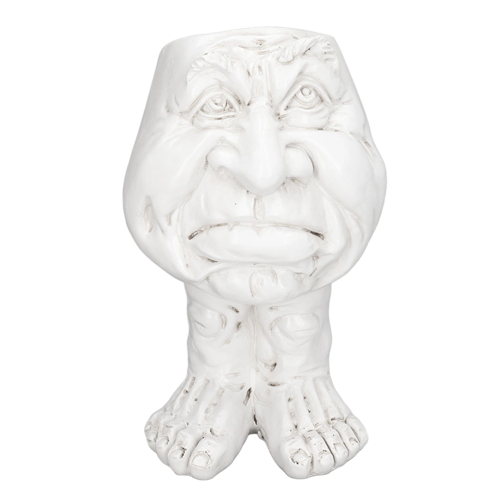 Funny Face Sculpture Pot Resin Waterproof Lovely Cute Decorative Funny Face Pot White Type C