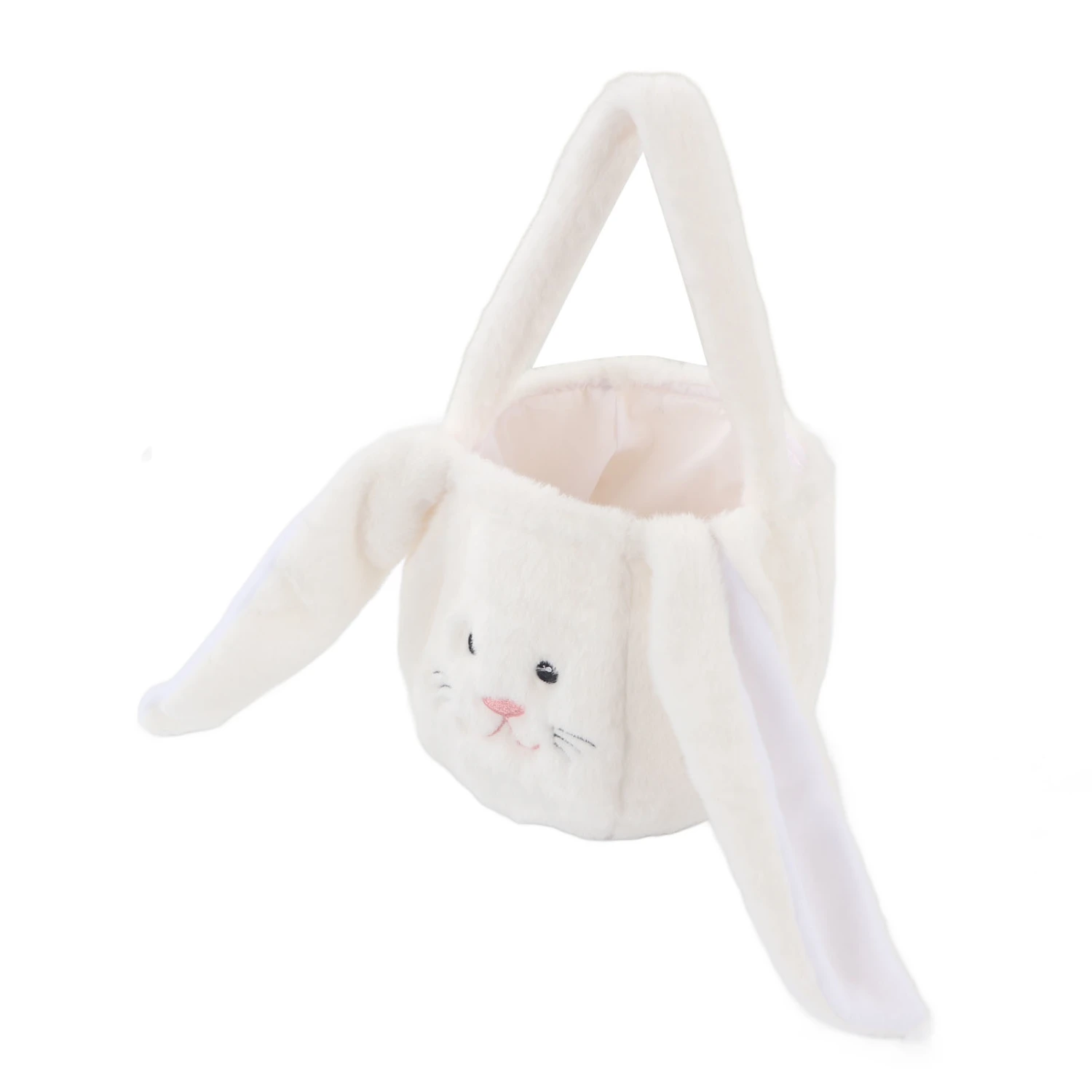 Children Easter Hunting Basket Easter Bunny Plush Bag Cute Cartoon Bag Long Ears Bunny Basket White