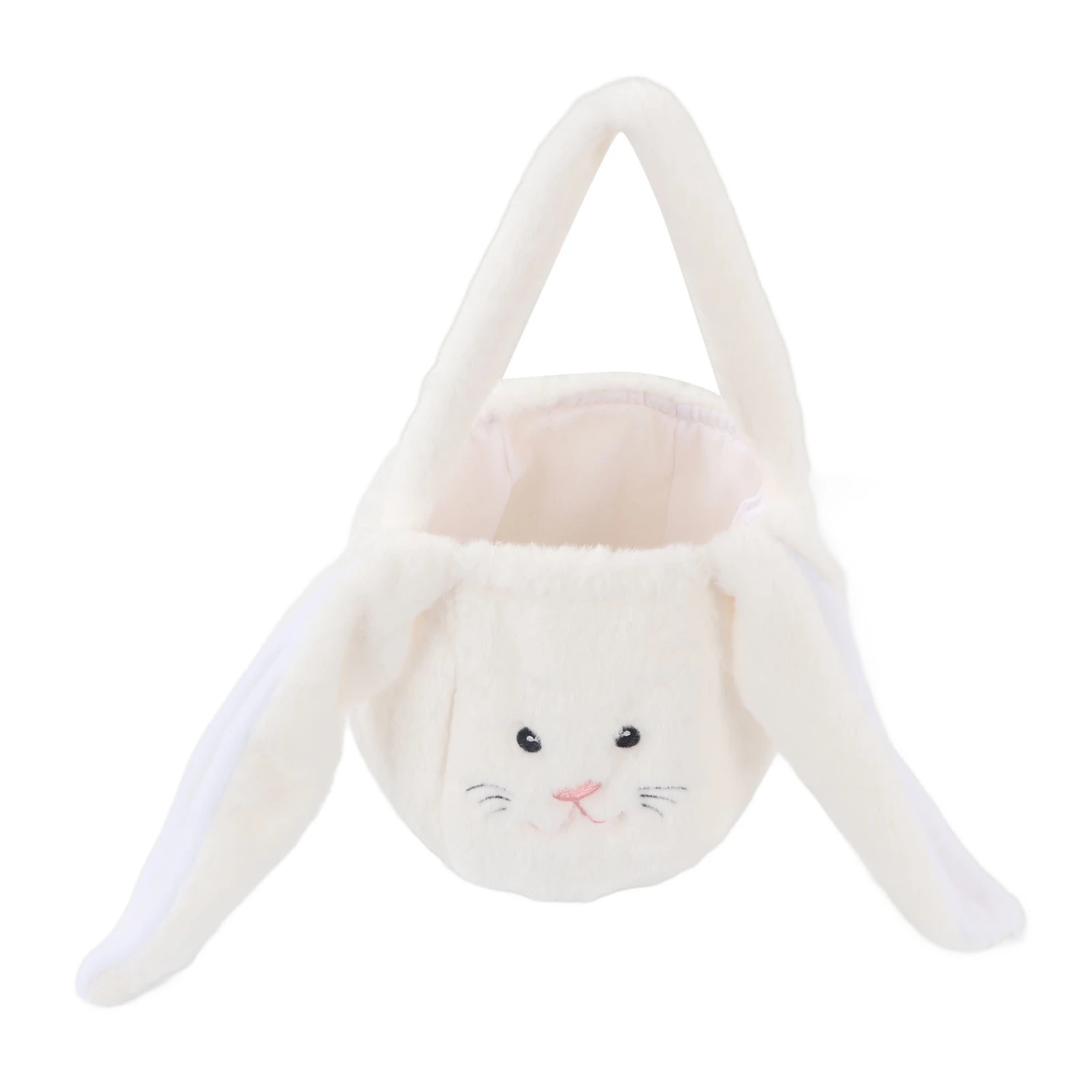Children Easter Hunting Basket Easter Bunny Plush Bag Cute Cartoon Bag Long Ears Bunny Basket White