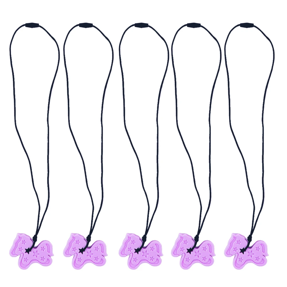 5pcs Baby Teething Toys Gum Massage Relieve Swelling Pendant Shaped Silicone Teether Purple