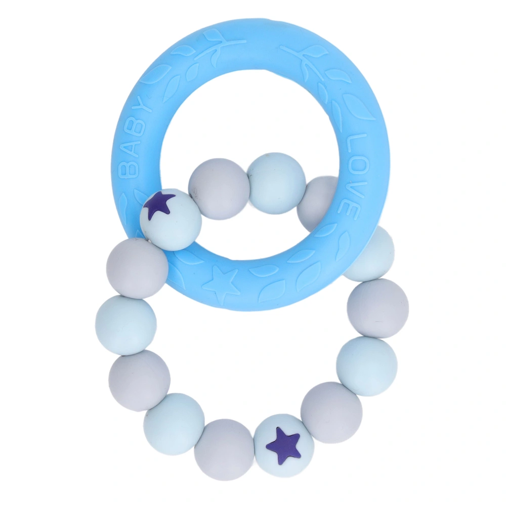 Baby Bright Color Teething Beaded Bracelet Infant Gum Relief Soft Silicone Teething Ring Toy for Home Blue