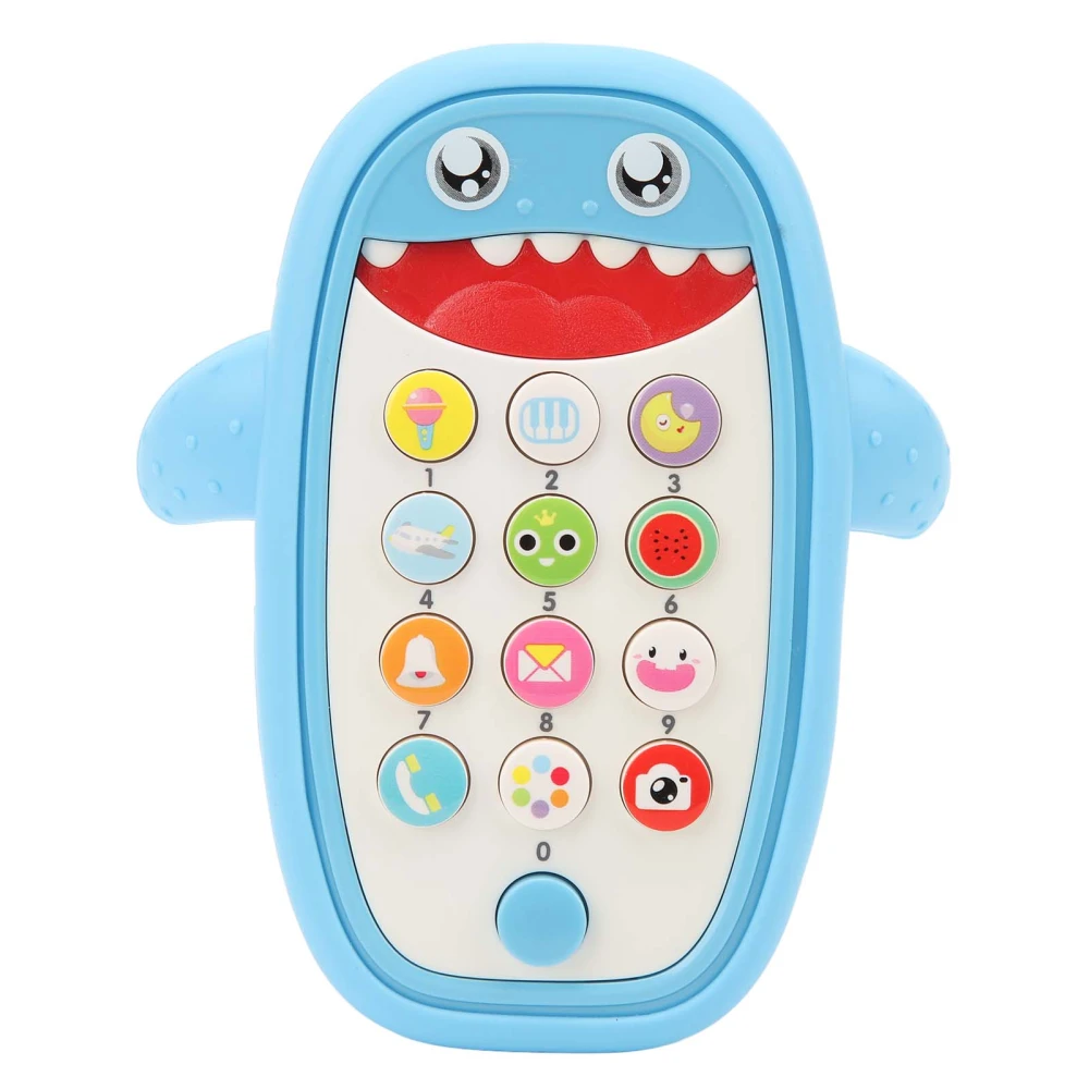 Baby Cell Phone Toy with Removable Teether Case Simulation Baby Animal Phone Toy with 10 Unique Button for Girl Boy Blue