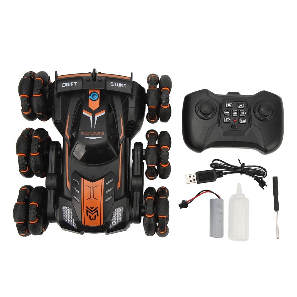 2.4Ghz Remote Control Stunt Car 6 Wheel Light Sound 360 Degree Rotating RC Car Toy for Kids Orangered