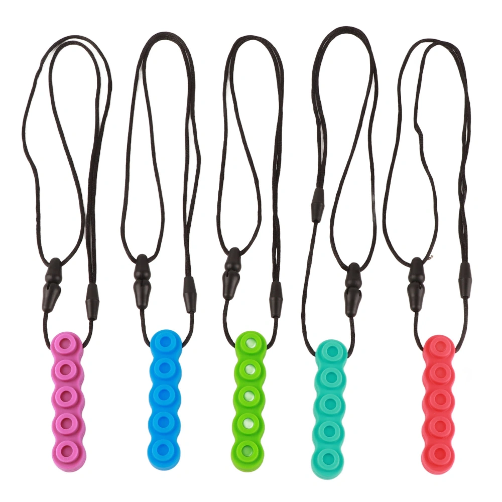 5pcs Soft Block Shaped Teething Pendant Toy Baby Portable Silicone Sensory Chew Necklace for Autism ADHD