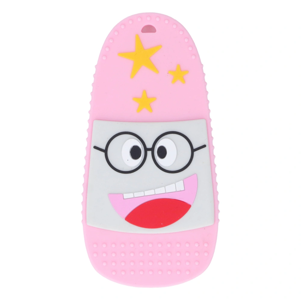 Baby Teether Slipper Shaped Adorable Patterns Various Textured Soft Silicone Teething Toy Pink