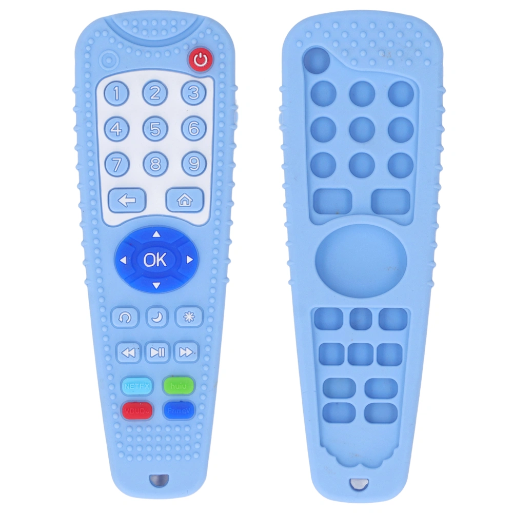 Baby Teether Simulation Remote Control Shaped Various Button Soft Silicone Teething Toy Blue