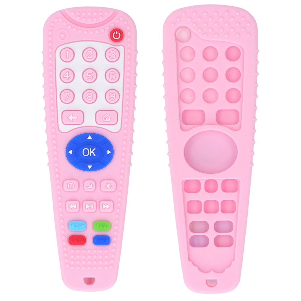 Baby Teether Simulation Remote Control Shaped Various Button Soft Silicone Teething Toy Pink