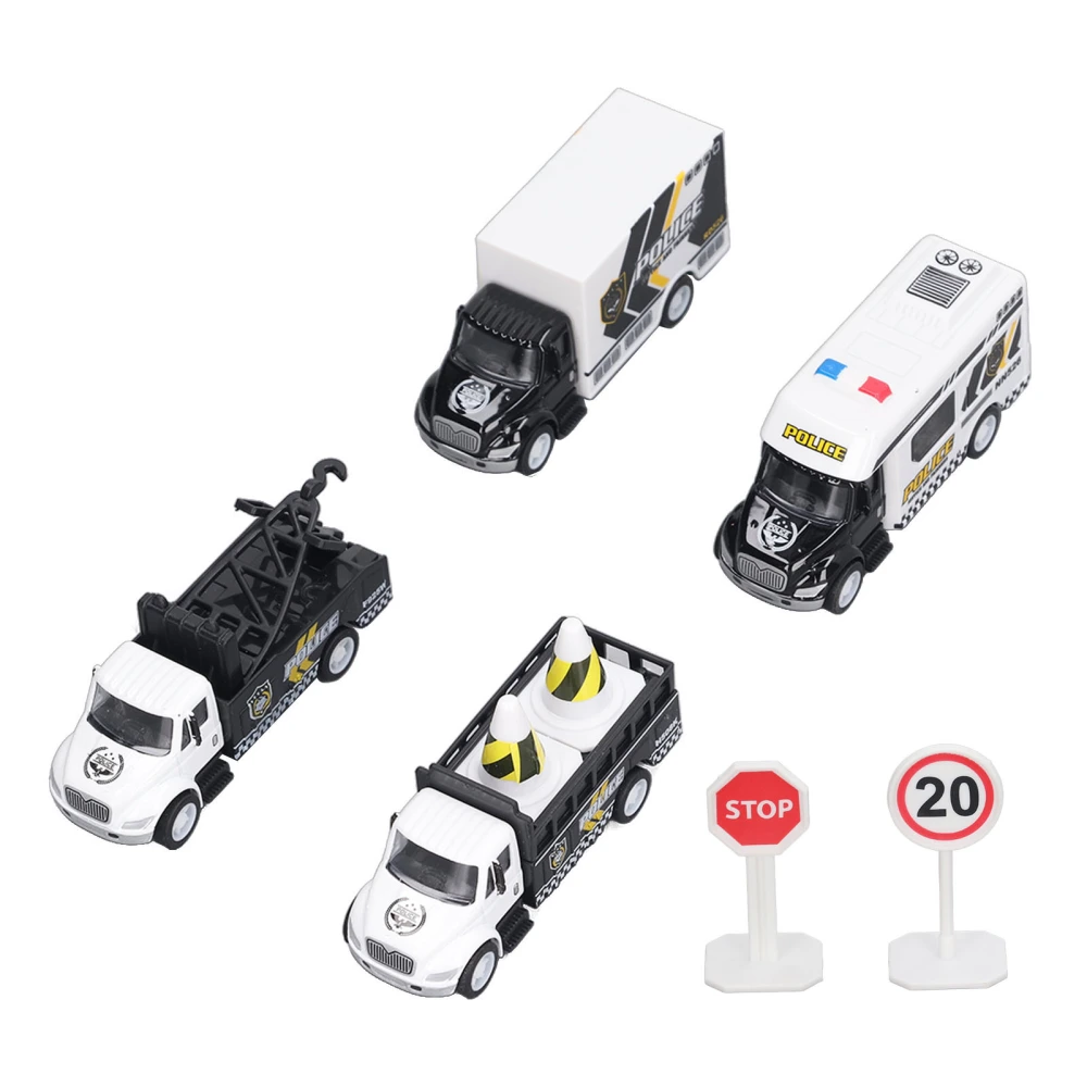 4pcs Pullback Car Model Set Alloy Cars Toy Play Set City Series Opened Doors Truck Model Toy Type A