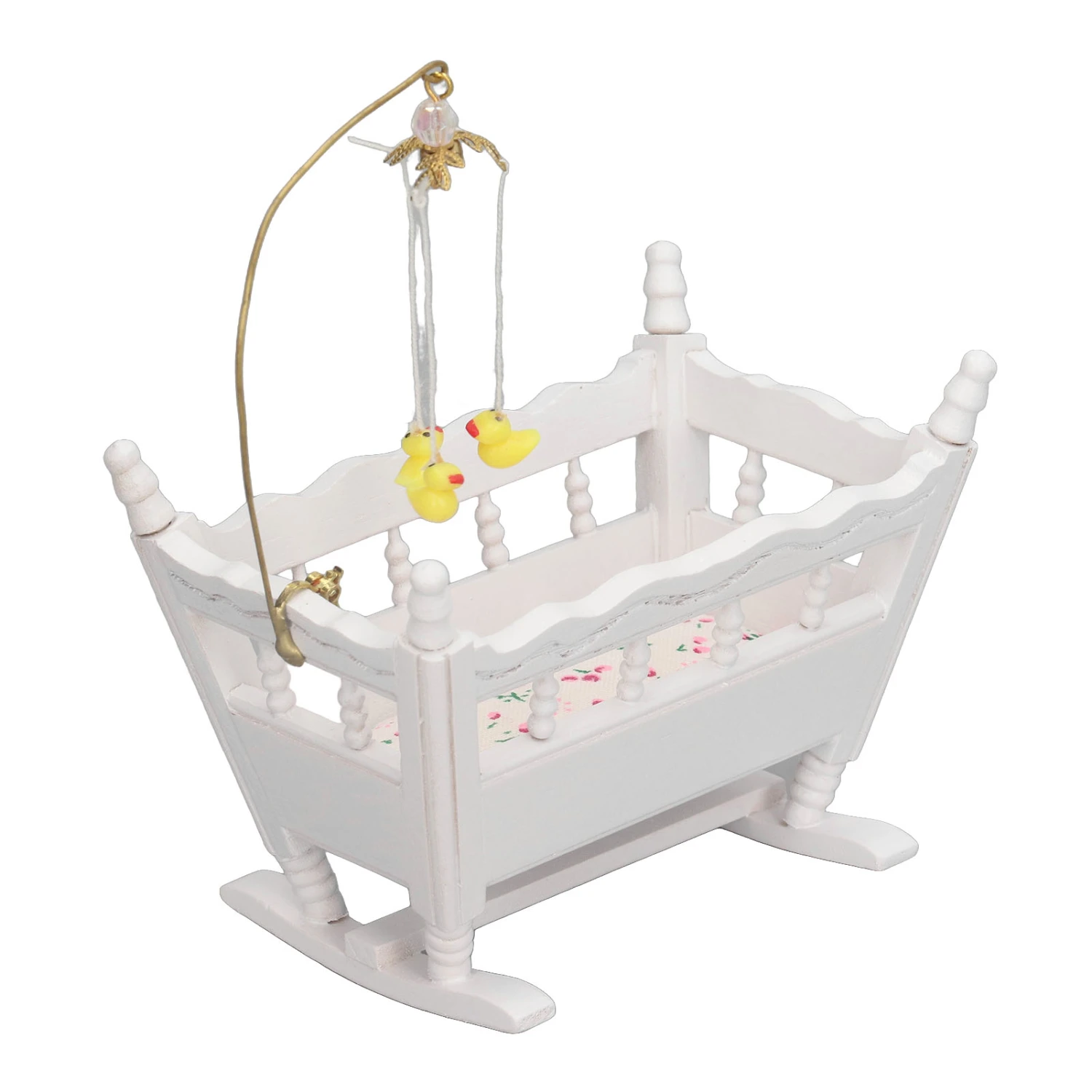 1:12 Dollhouse Baby Bed Dollhouse Decoration High Simulation Miniature Wooden Bed for Baby Toddlers