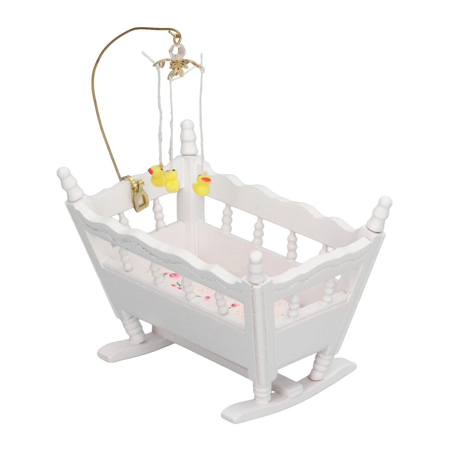 1:12 Dollhouse Baby Bed Dollhouse Decoration High Simulation Miniature Wooden Bed for Baby Toddlers
