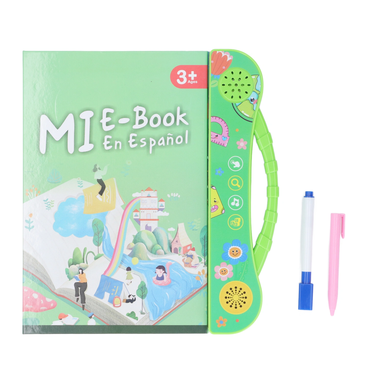 Spanish Talking Sound Book Educational Interactive Electronic Learning Sound Book for Kids Children Toddler Green