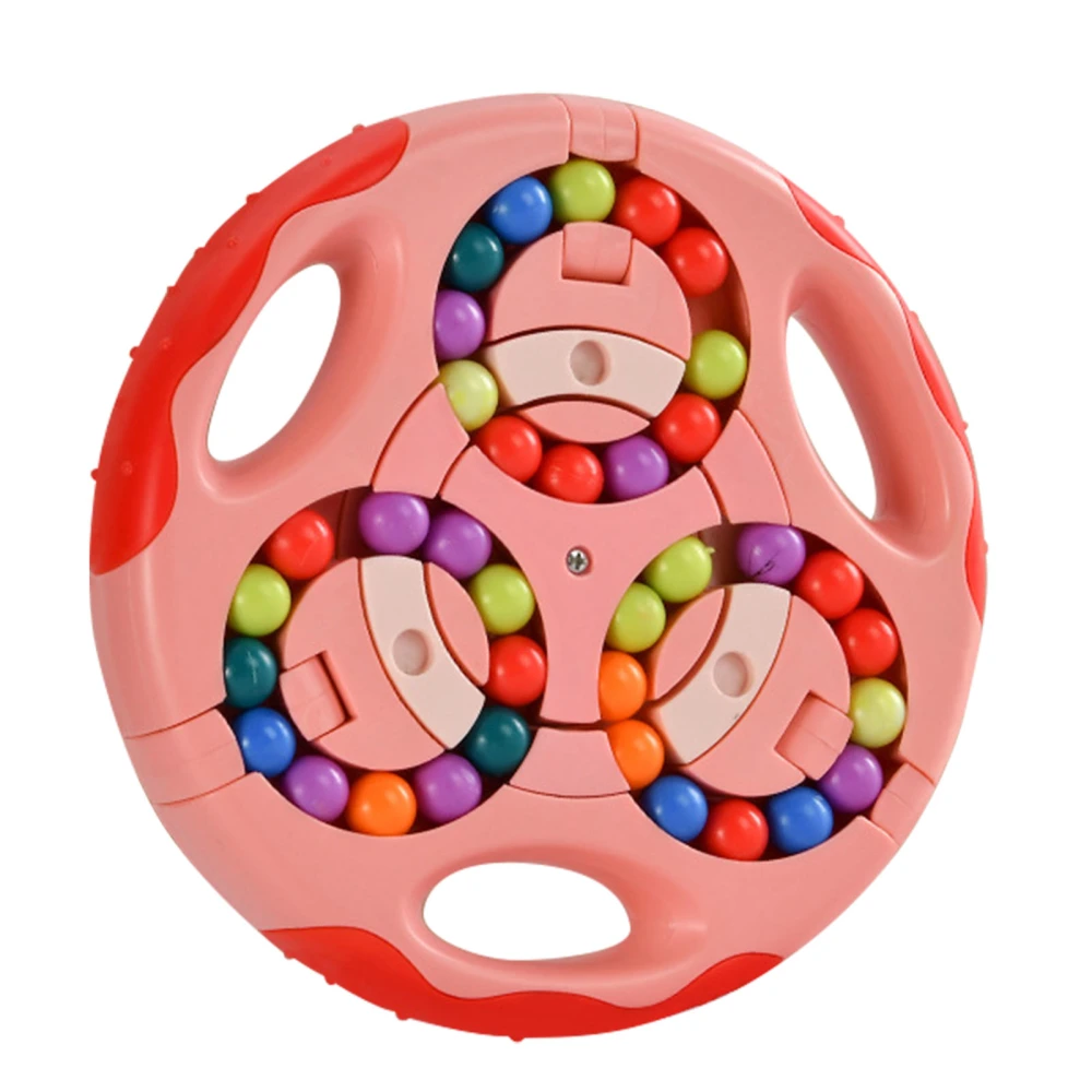 Finger Rotating Beans Double Sided Thinking Exercise Puzzle Decompression Rotating Beans Toy Pink