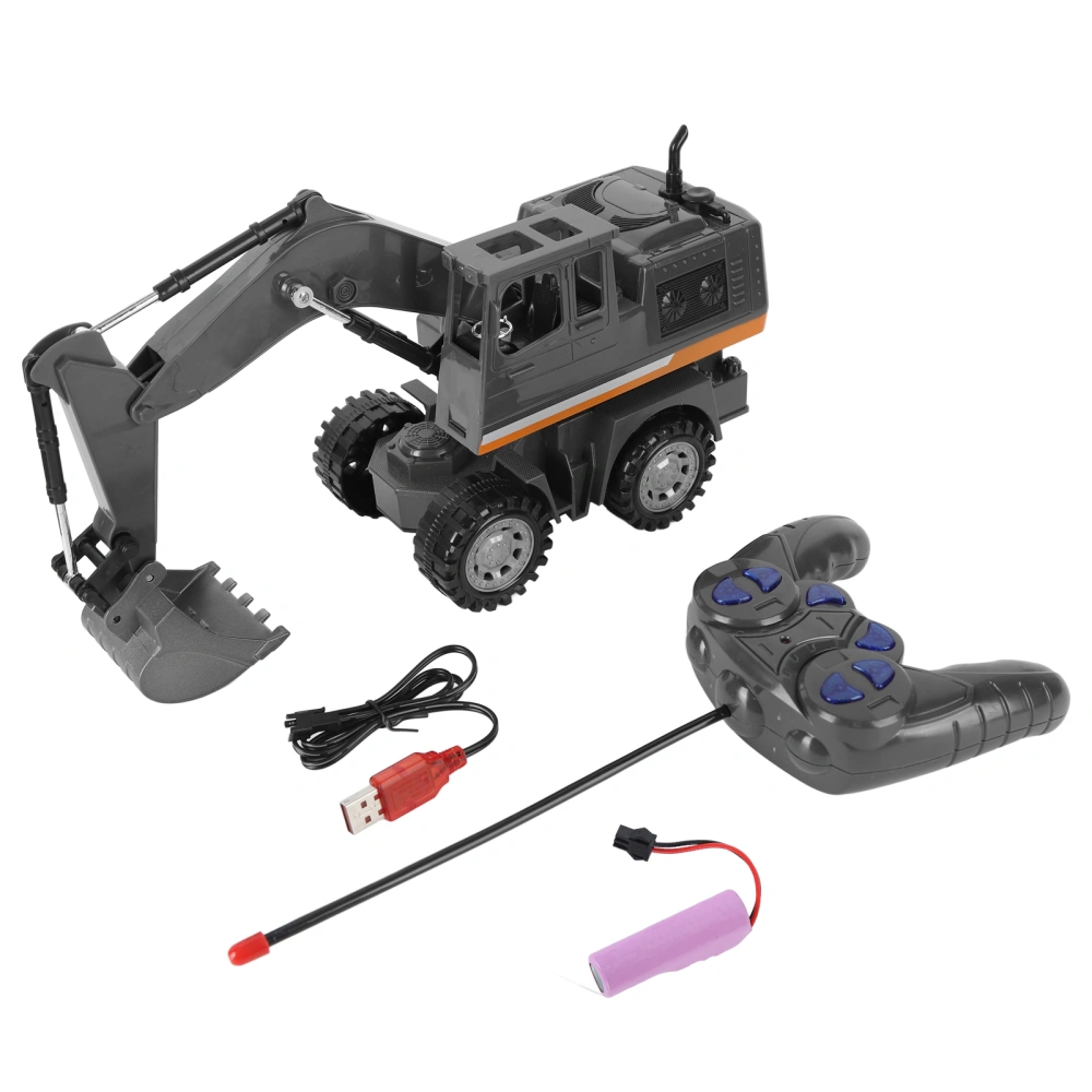 1:20 Scale Remote Control Excavator Toy Free Rotation 5 Channels Cool Light RC Construction Truck