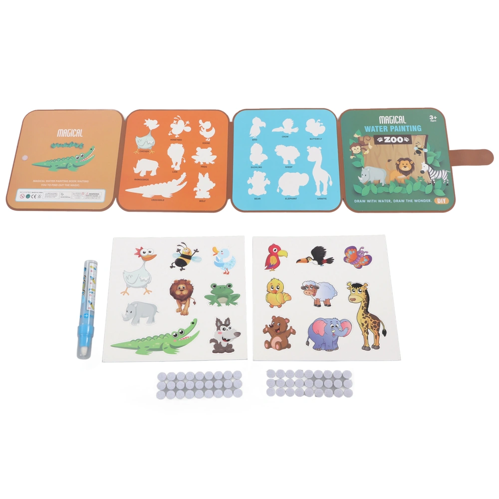 Folding Erasable Doodle Book Early Educational Foldable Reusable Drawing Book for Children Zoo