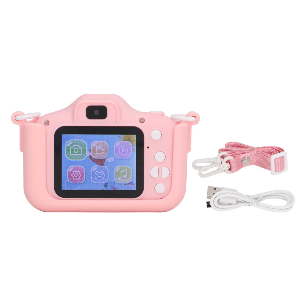 Kids Digital Camera HD 2.0 Inch Screen Rechargeable Children Selfie Camcorder with Lanyard for Boys Girls