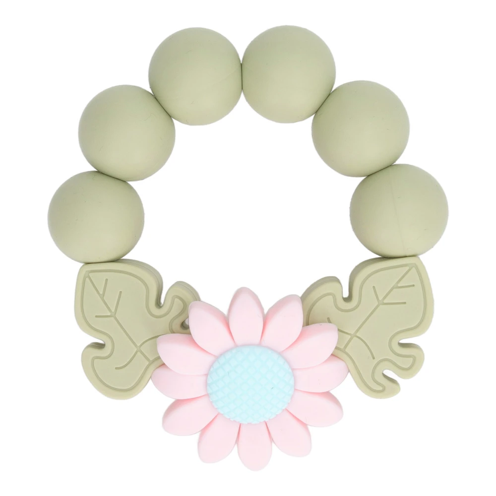 Baby Teething Bracelet Pain Relieving Hand Eye Coordination Exercise Flower Decoration Silicone Chew Bracelet Type4