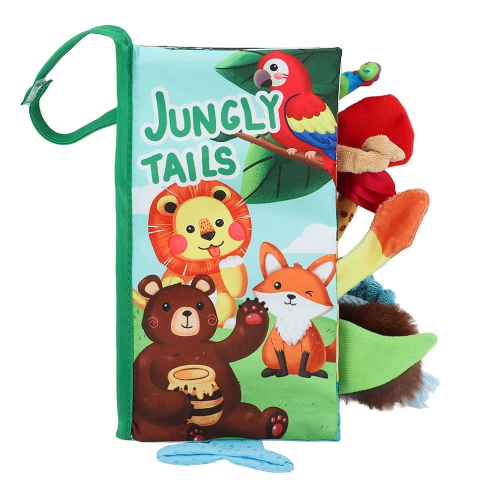 Baby Tail Book 3D Educational Animal Touch Feel Soft Crinkle Cloth Book for Infants Toddlers Forest