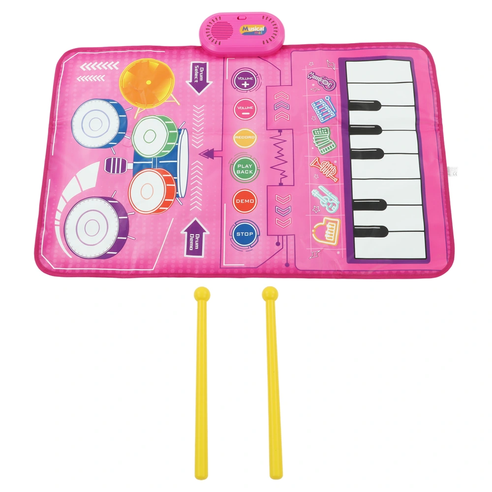 2 in 1 Touch Piano Drum Mat Early Educational Portable Folding Piano Drum Dance Mat for Kids