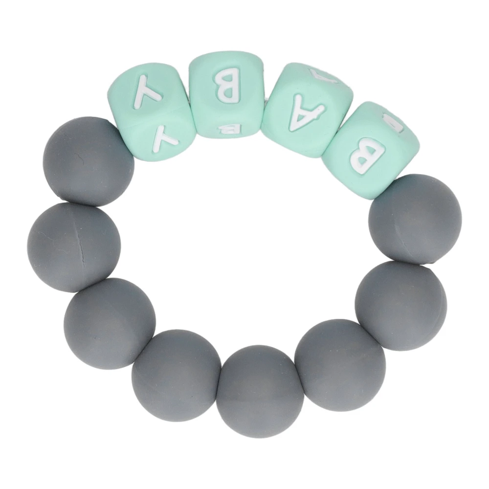 Baby Silicone Bead Bracelet Colorful Letter Baby Teething Bracelet for Infants Toddlers Dark Gray