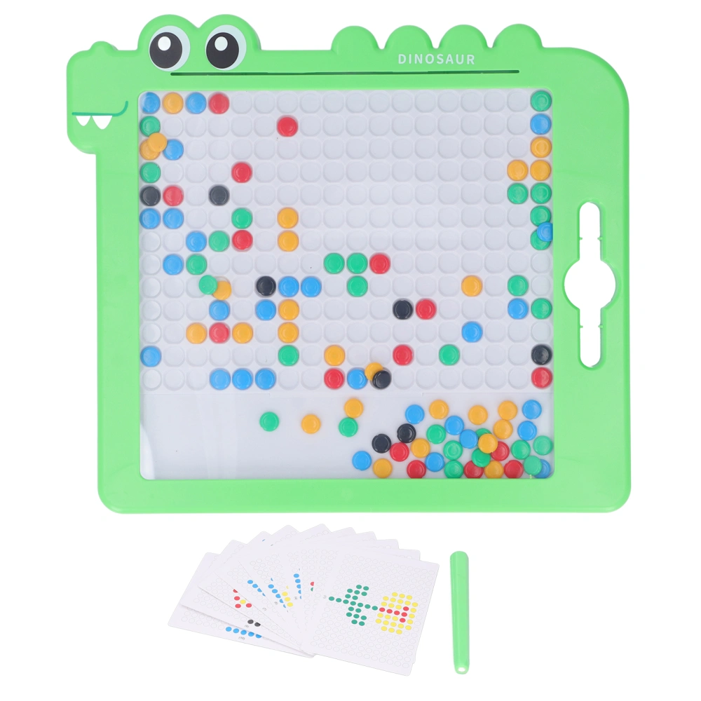 Magnetic Dot Drawing Board Dinosaur Shaped Doodle Board with Magnetic Pen and Beads Educational Toy Green