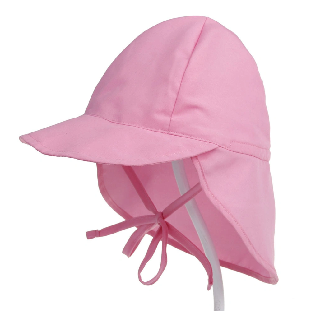 Baby Flap Sun Hat Wide Brim Quick Dry Cotton Adjustable Summer Swim Hat Pink for Toddlers 44 to 48cm