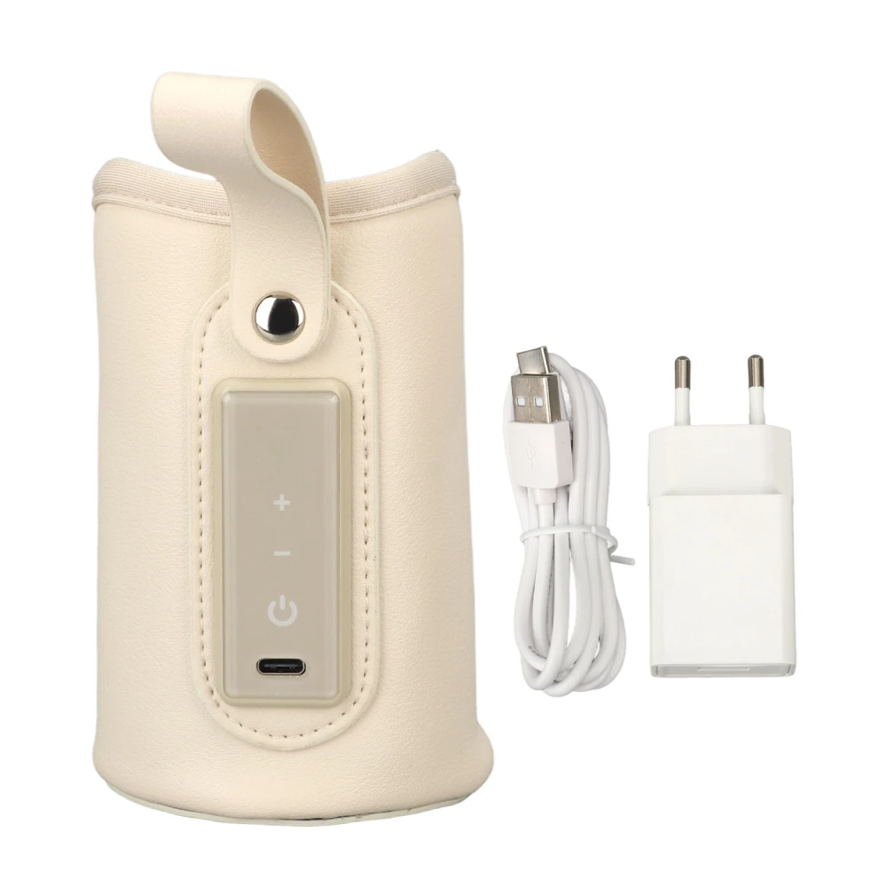 PU Leather Bottle Insulation Sleeve USB Portable LCD Display Adjustable Milk Bottle Heat Keeper EU Plug 100‑240V