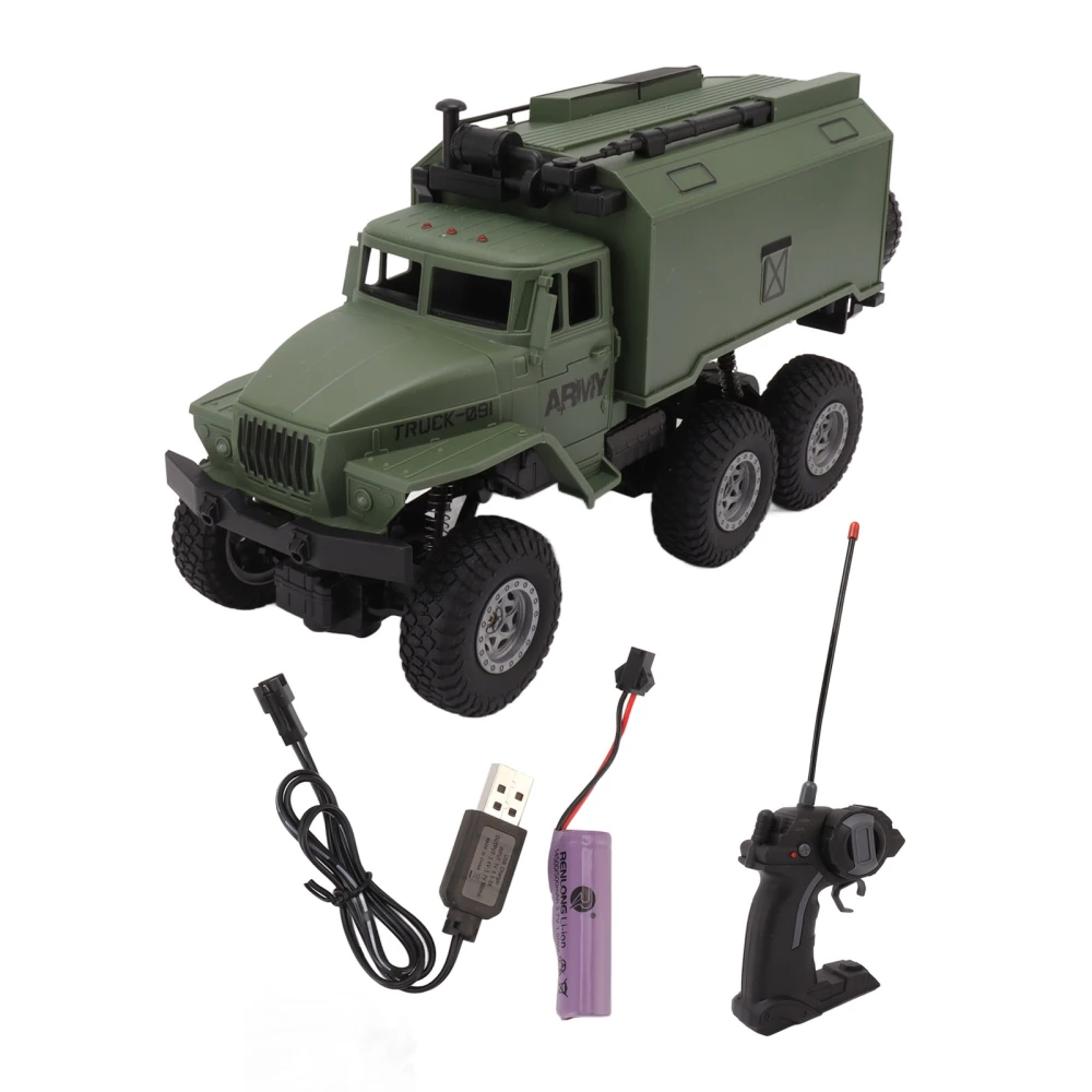 1/16 Scale Off Road Command Truck Rechargeable 6 Wheels Light RC Command Communication RC Truck for Children