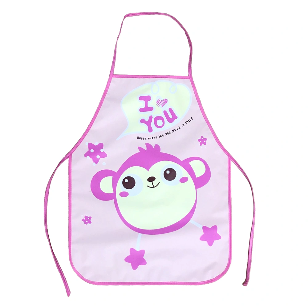 Kids Apron for Cooking Painting Housework Children Cartoon Waterproof Sleeveless Smock Pink