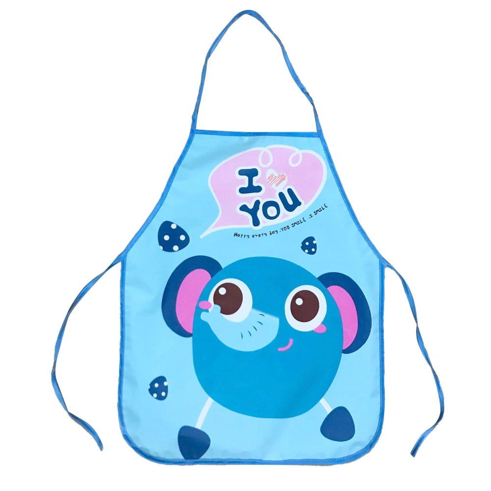 Kids Apron for Cooking Painting Housework Children Cartoon Waterproof Sleeveless Smock Blue