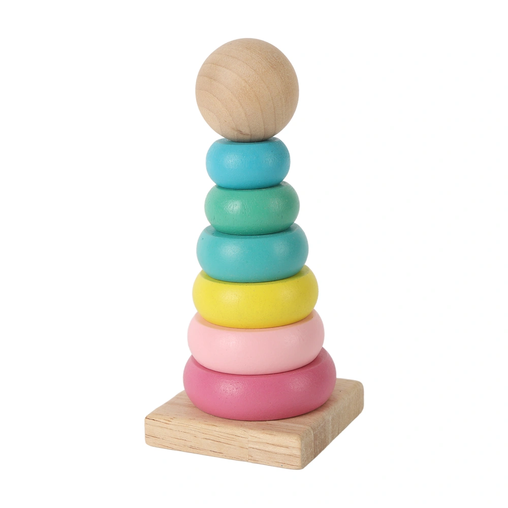 Wooden Stacked Circle Toy Educational Colorful Wooden Ring Stacking Toy For Infants And Toddlers