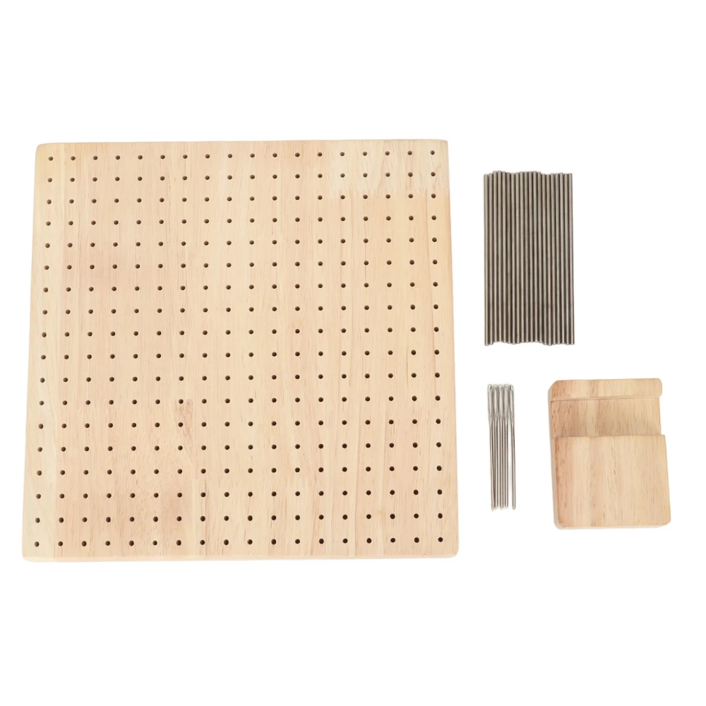 Wooden Blocking Board Reusable DIY 324 Holes Square Wood Blocking Board With 20 Stainless Steel Rod Pins