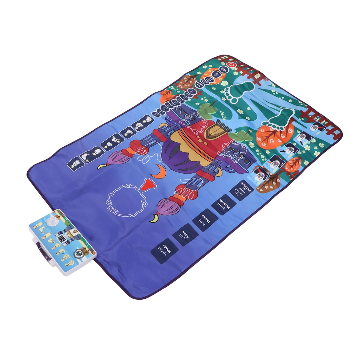 Kids Electronic Muslim Prayer Rug with Worship Step Guide 6 Languages Teaching Talking Prayer Rug 43.3 X 27.6in Blue