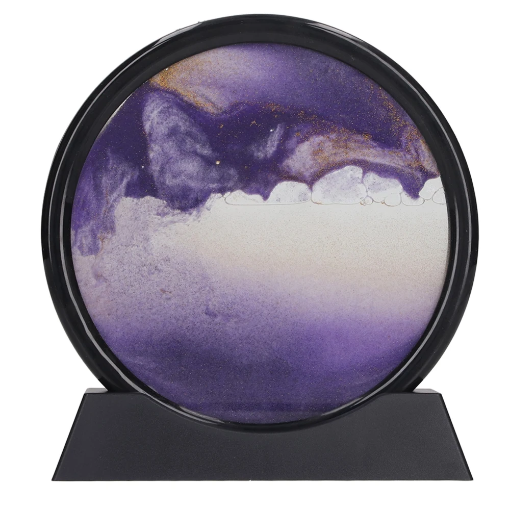 7in Moving Sand Art Picture Relaxing Decoration 3D Quicksand Painting Decor for Home Desk Office Purple